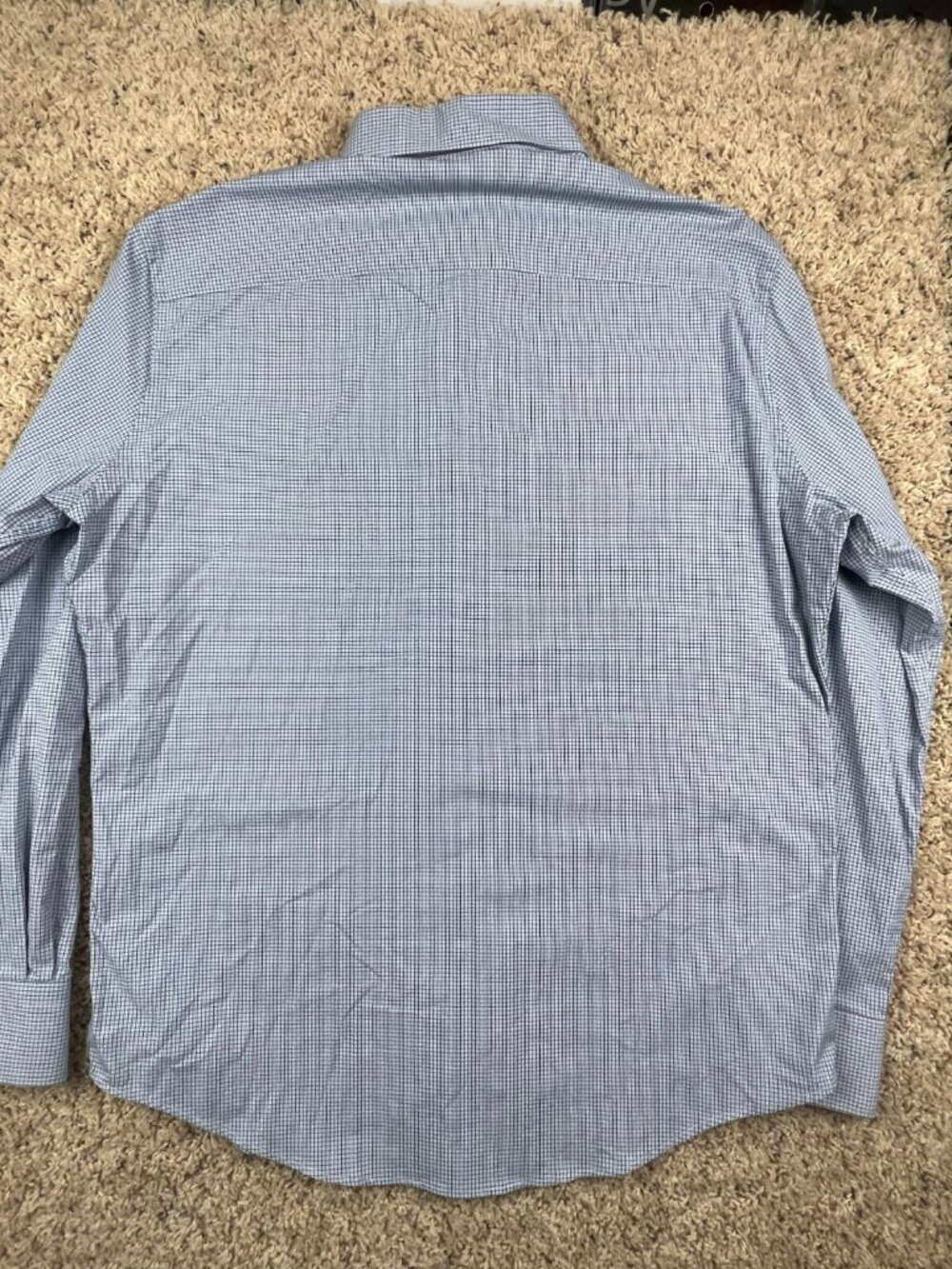 Peter Millar Large Blue Check Summer Comfort Long Sleeve Button Up Shirt 4e - Picture 7 of 9